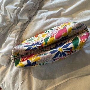 Floral Print Zip Pouch - Pink, Yellow, Blue